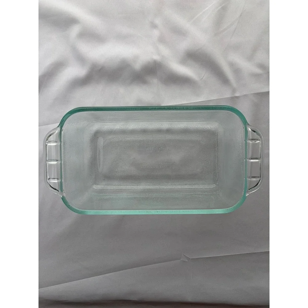 Vintage Pyrex 213 Clear Glass Loaf Baking Dish Easy Grab Handles USA MCM
